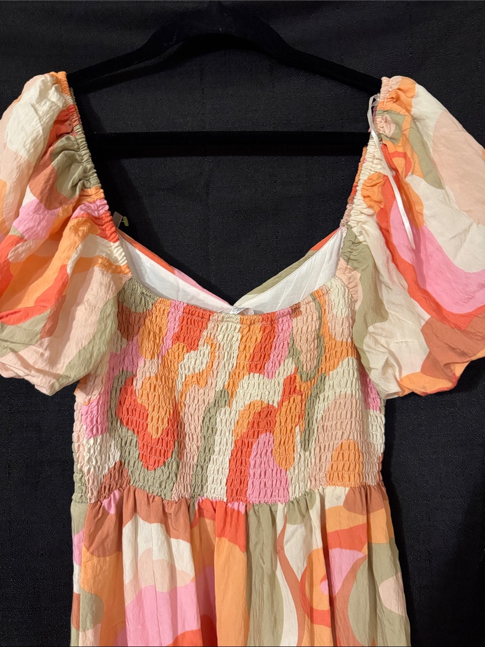 Pink & Orange Floral Midi Dress with V Neckline - Picture 6 of 7